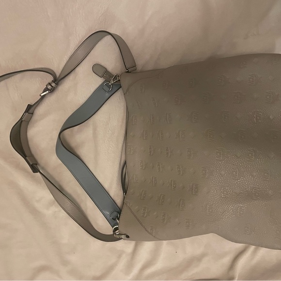 MCM Klara Monogrammed Beige Leather Hobo Shoulder Handbag - Picture 3 of 11